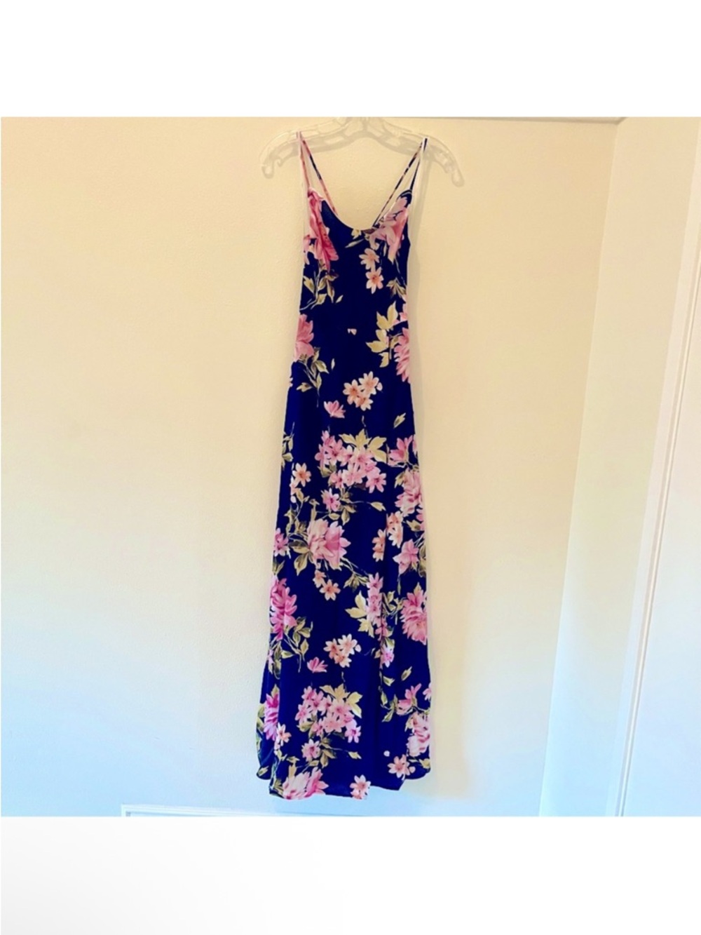 Lulus Love of Romance Navy Floral Print Satin Cowl Neck Maxi Dress - Size XS NWT - Picture 6 of 11
